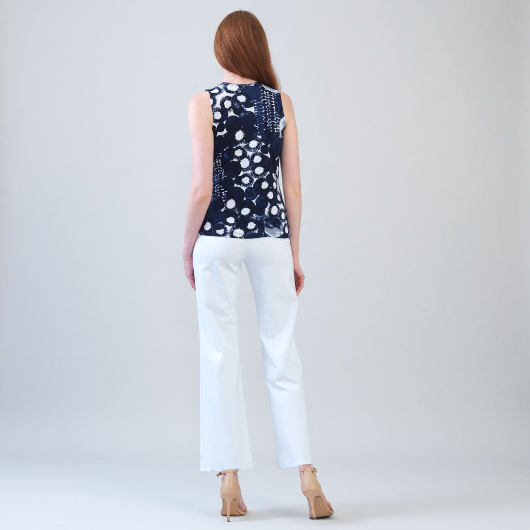 Clara Sunwoo Top Pick - Sleeveless V-Neck Center Front Tie Top - Circle Splatter - Limited Sizes