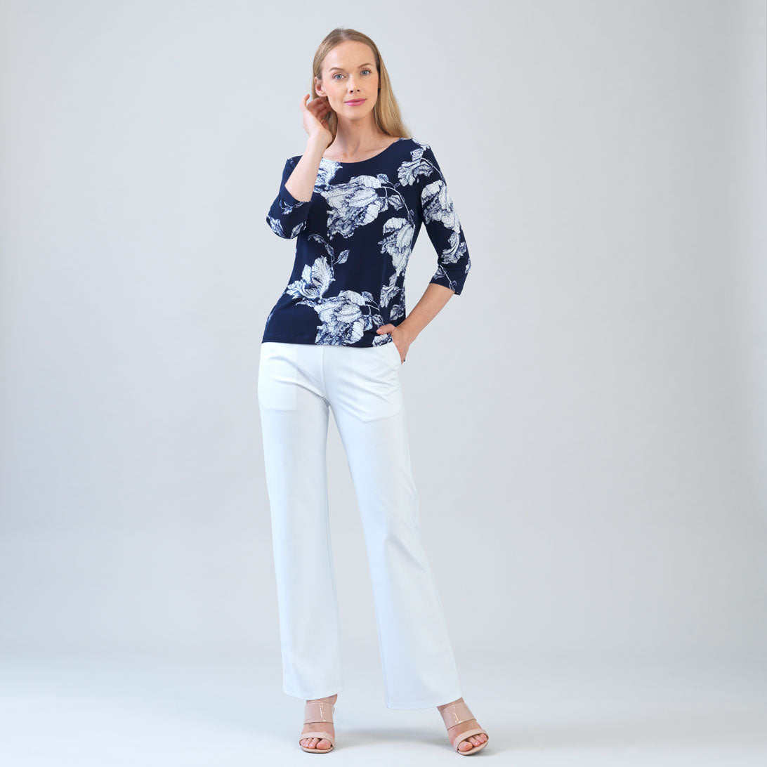 Clara Sunwoo Value - Scoop Neck Half Sleeve Top - Peony Blossom
