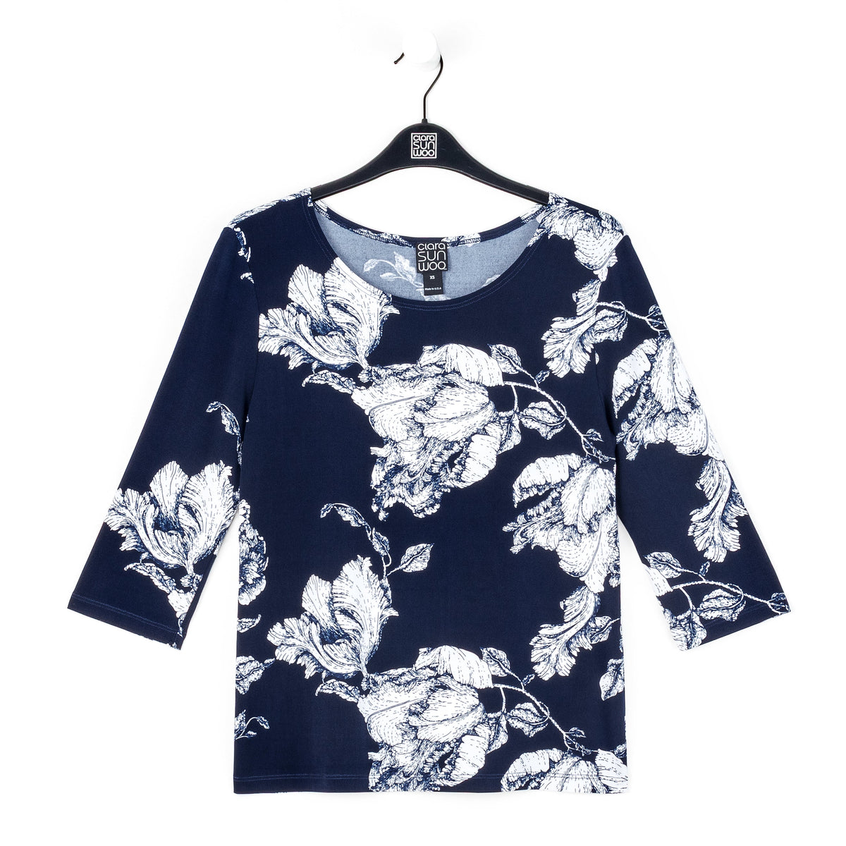 Clara Sunwoo Value - Scoop Neck Half Sleeve Top - Peony Blossom