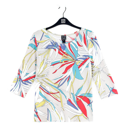 Clara Sunwoo New - Scoop Neck Half Sleeve Top - Floral Leaves-Beige - Final Sale