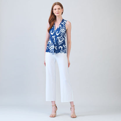 Clara Sunwoo Featured - Butter Knit - Sleeveless V-Neck Center Front Tie Top - Tile Motif - Limited Sizes