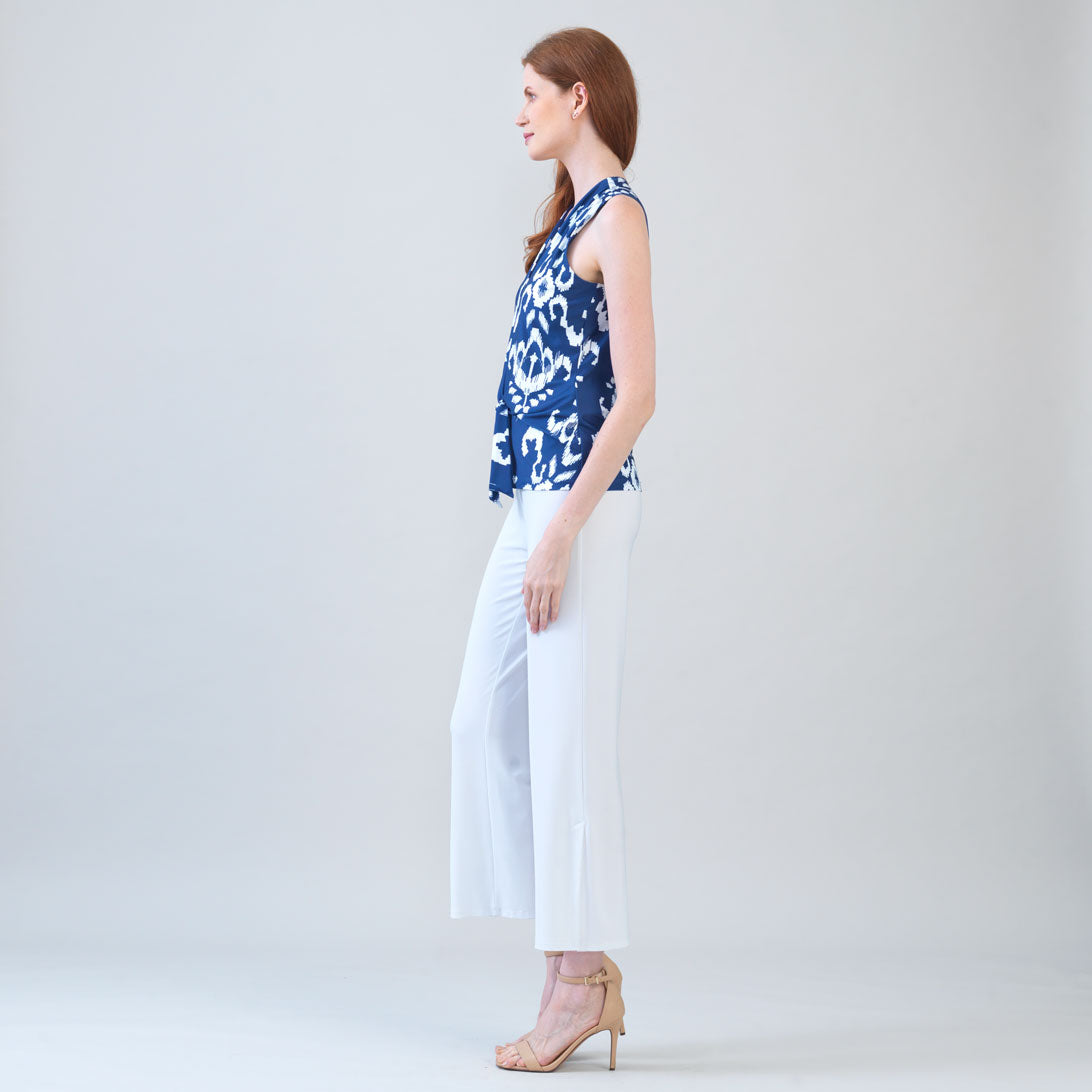 Clara Sunwoo Featured - Butter Knit - Sleeveless V-Neck Center Front Tie Top - Tile Motif - Limited Sizes