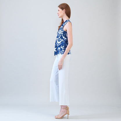 Clara Sunwoo Featured - Butter Knit - Sleeveless V-Neck Center Front Tie Top - Tile Motif - Limited Sizes