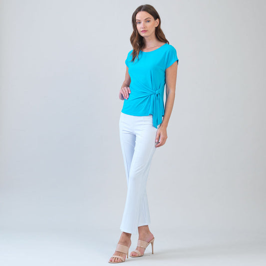 Clara Sunwoo Top Pick - Slant Sleeve Side Tie Top - Turquoise - Final Sale