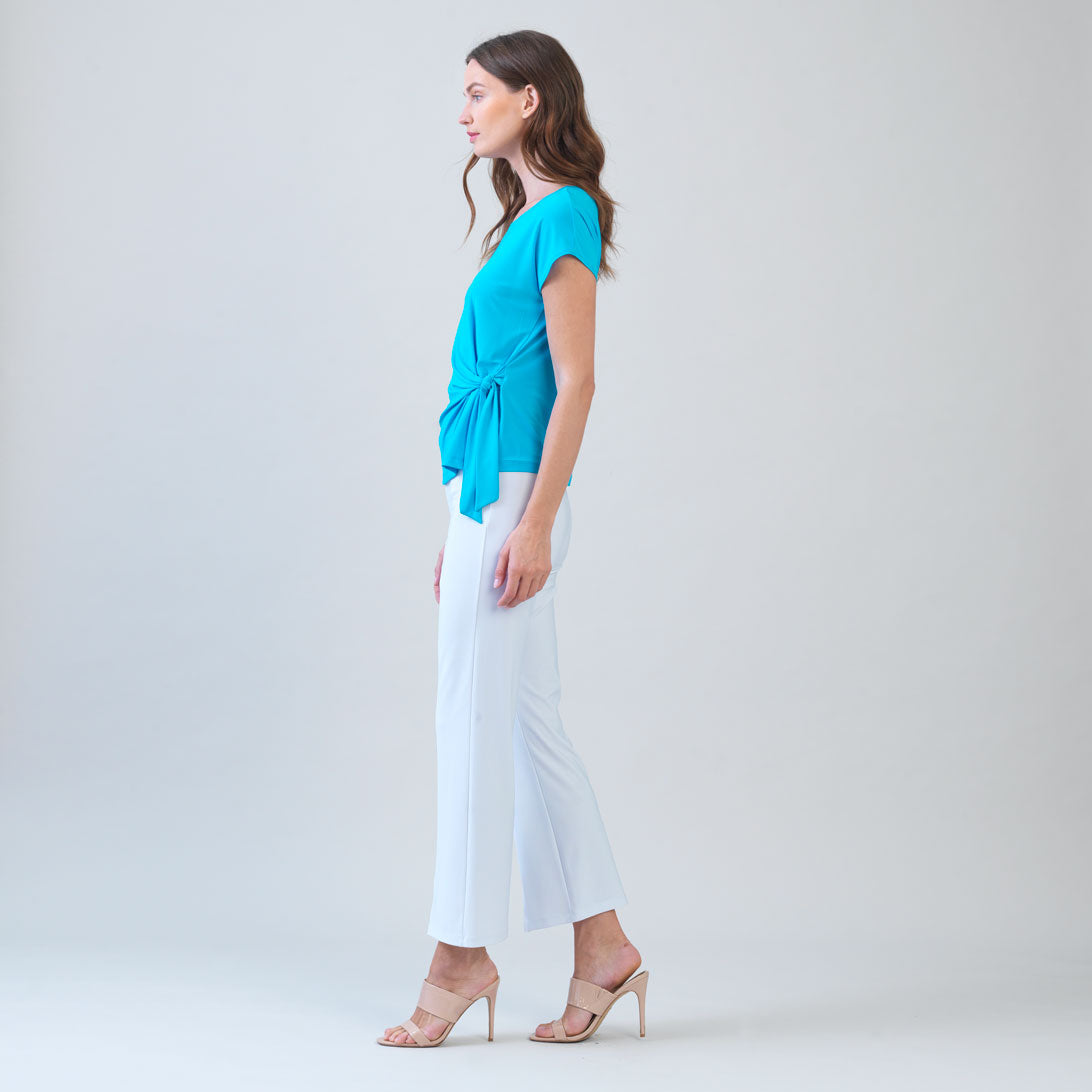 Clara Sunwoo Top Pick - Slant Sleeve Side Tie Top - Turquoise - Final Sale