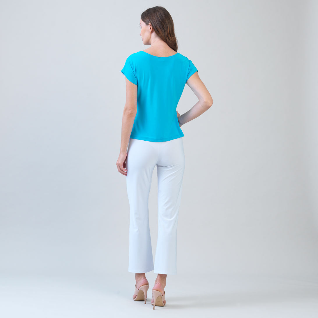 Clara Sunwoo Top Pick - Slant Sleeve Side Tie Top - Turquoise - Final Sale