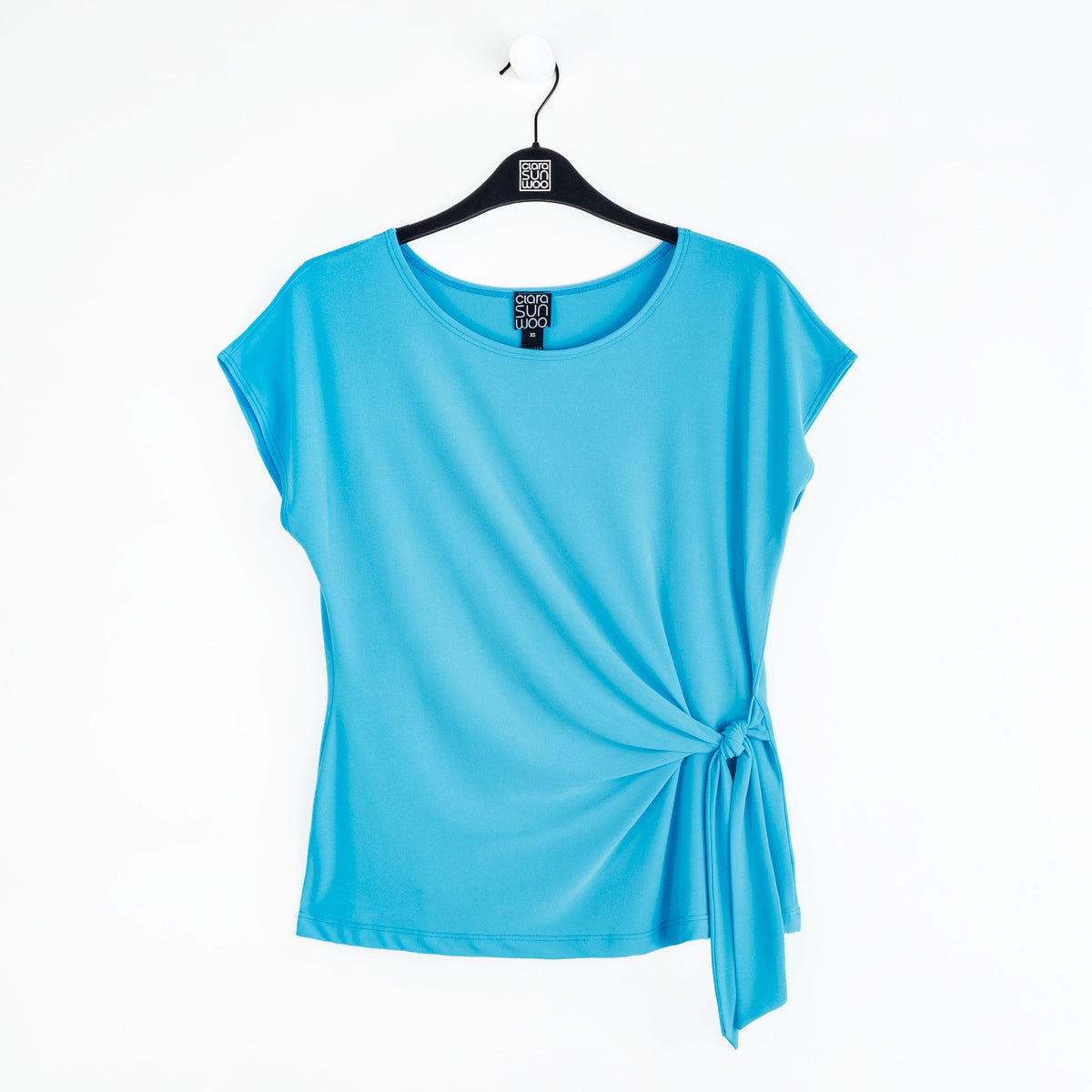 Clara Sunwoo Top Pick - Slant Sleeve Side Tie Top - Turquoise - Final Sale
