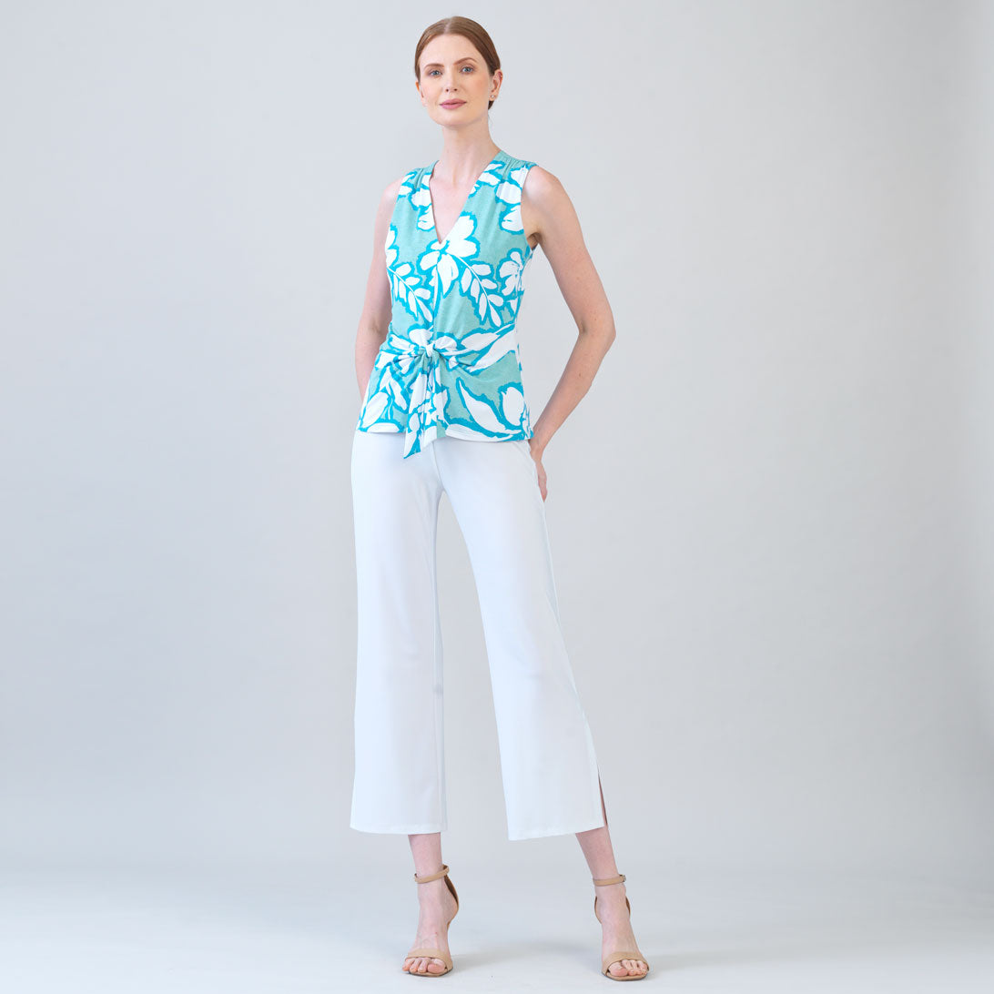 Clara Sunwoo Exclusive - Sleeveless V-Neck Center Front Tie Top - Paradise Petal - Limited Sizes