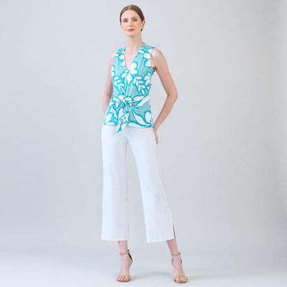 Clara Sunwoo Exclusive - Sleeveless V-Neck Center Front Tie Top - Paradise Petal - Limited Sizes