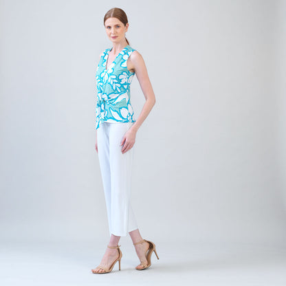 Clara Sunwoo Exclusive - Sleeveless V-Neck Center Front Tie Top - Paradise Petal - Limited Sizes