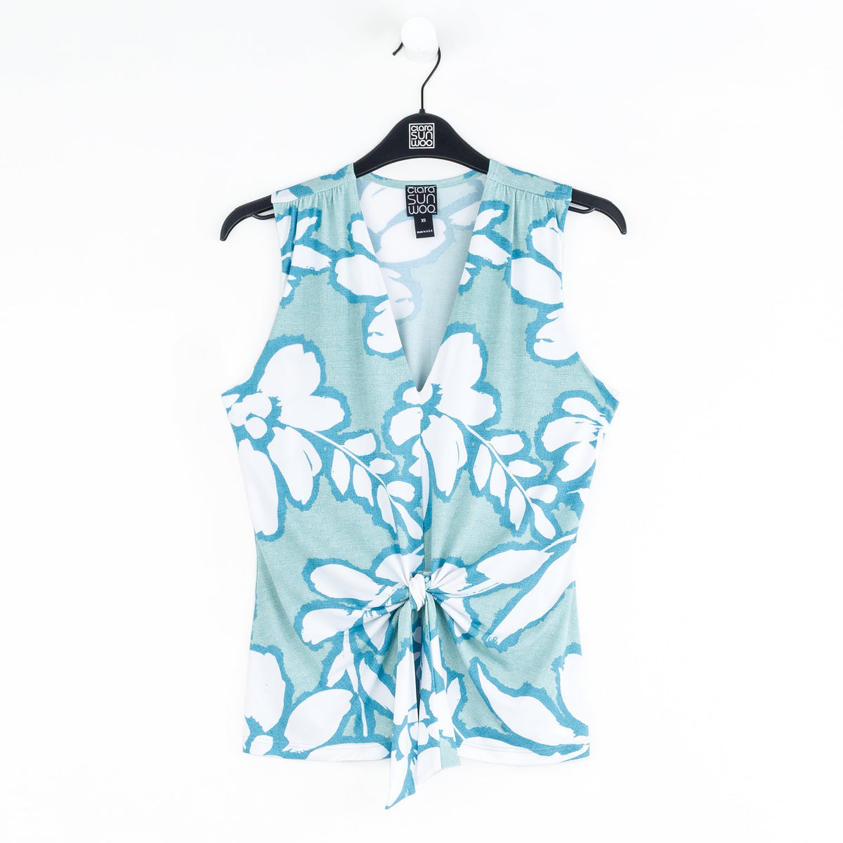 Clara Sunwoo Exclusive - Sleeveless V-Neck Center Front Tie Top - Paradise Petal - Limited Sizes