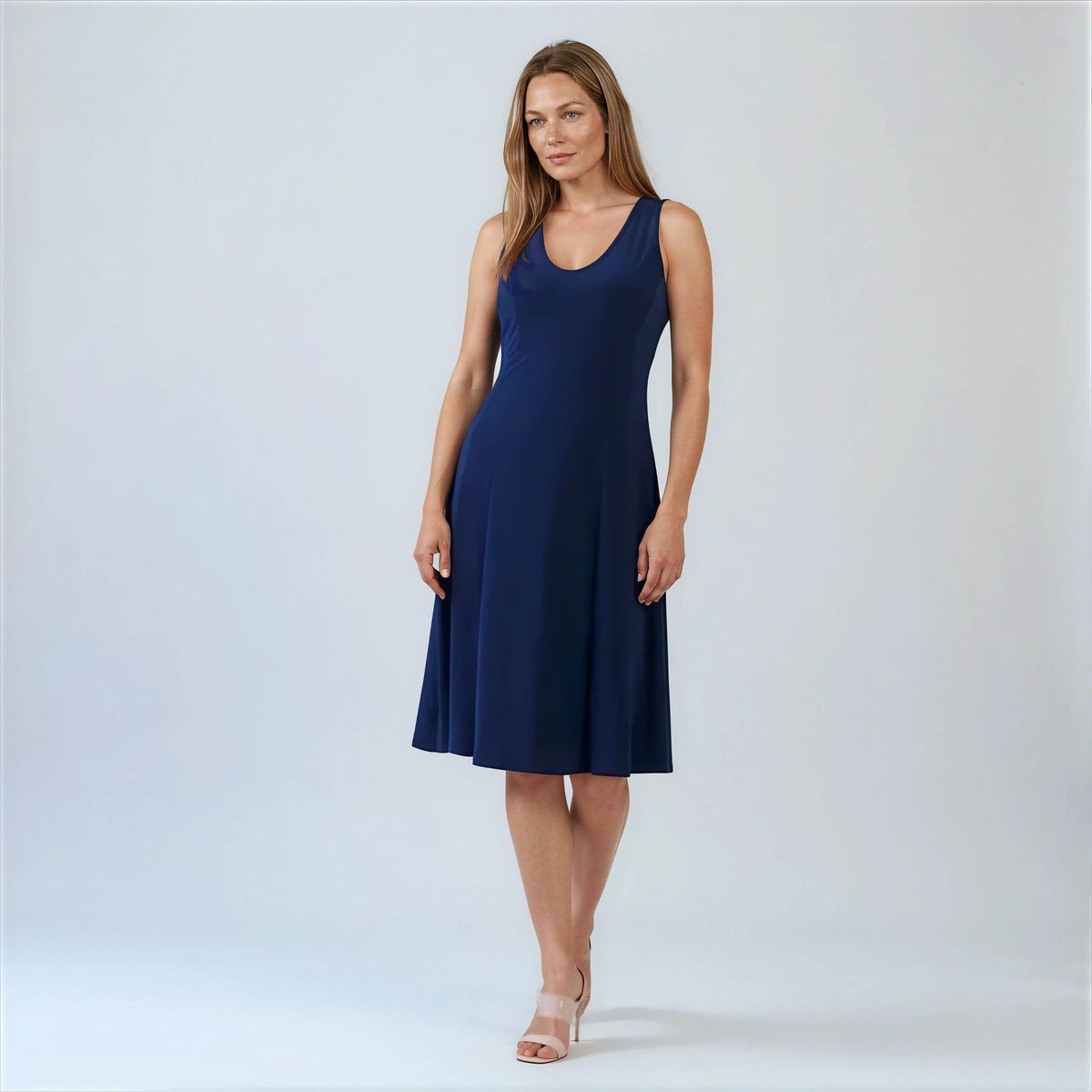 Clara Sunwoo Smart Buy - Sleeveless V-Neck Flared Dress - Navy