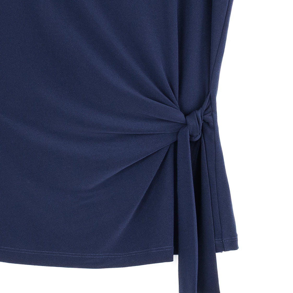 Clara Sunwoo Top Pick - Slant Sleeve Side Tie Top - Navy