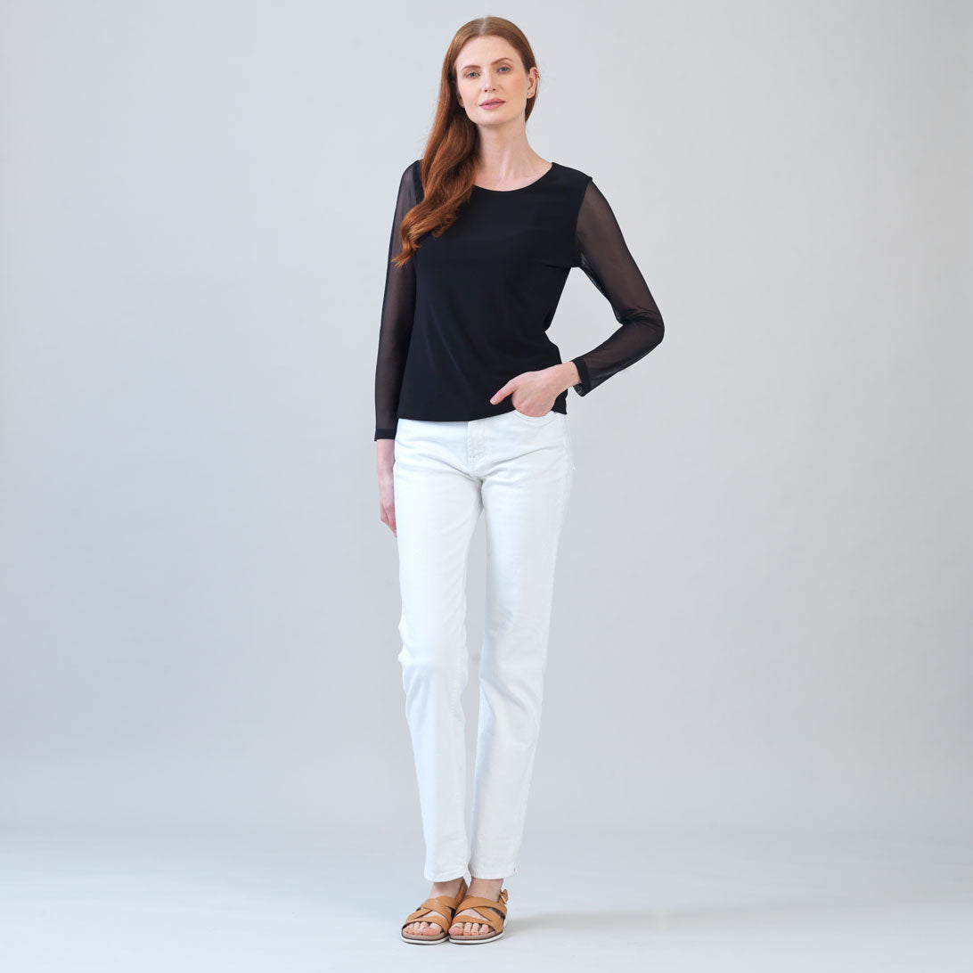 Clara Sunwoo Smart Buy - Long Mesh Sleeve Top - Black