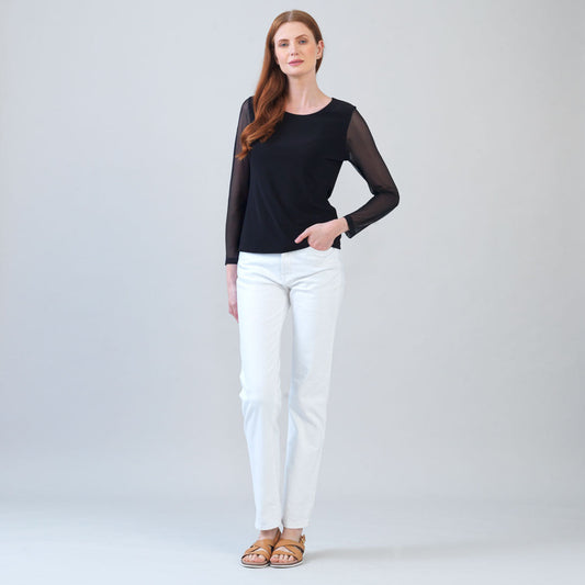 Clara Sunwoo Smart Buy - Long Mesh Sleeve Top - Black
