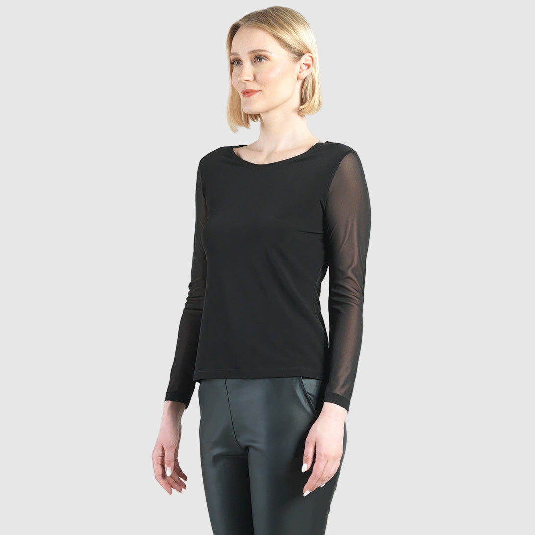 Clara Sunwoo Smart Buy - Long Mesh Sleeve Top - Black