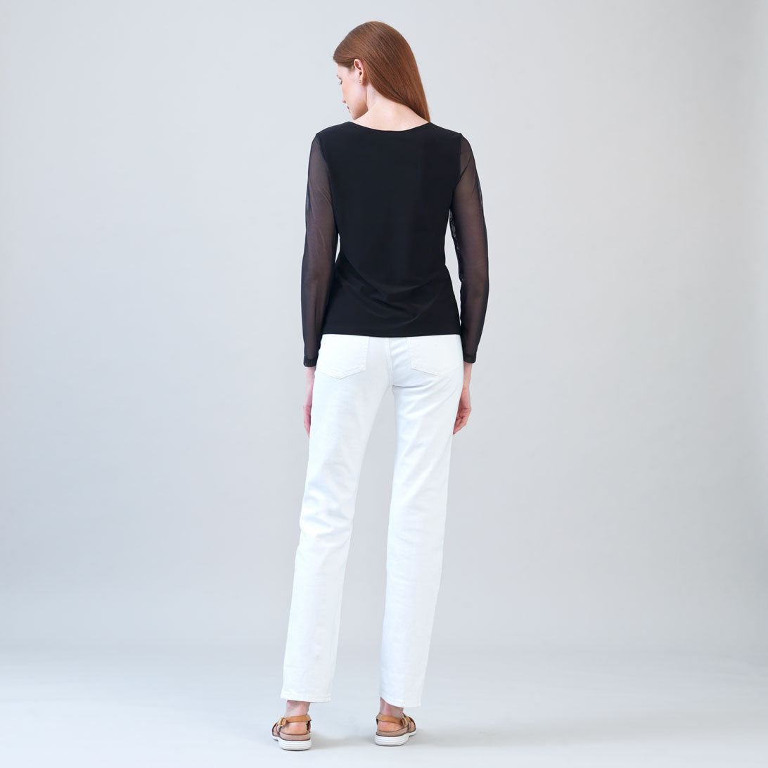 Clara Sunwoo Smart Buy - Long Mesh Sleeve Top - Black
