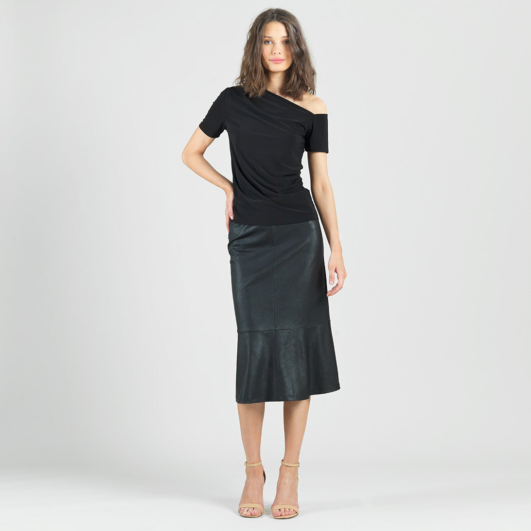 Clara Sunwoo Trending - Angular Drape Neck Off Shoulder Top - Black - Limited Sizes
