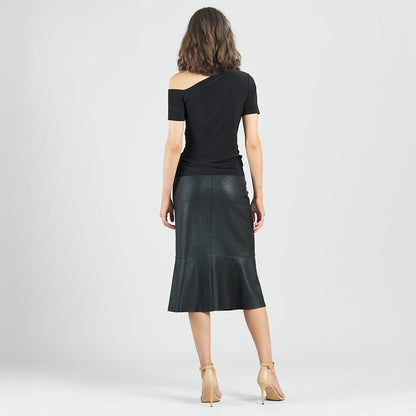 Clara Sunwoo Trending - Angular Drape Neck Off Shoulder Top - Black - Limited Sizes