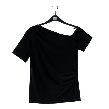 Clara Sunwoo Trending - Angular Drape Neck Off Shoulder Top - Black - Limited Sizes