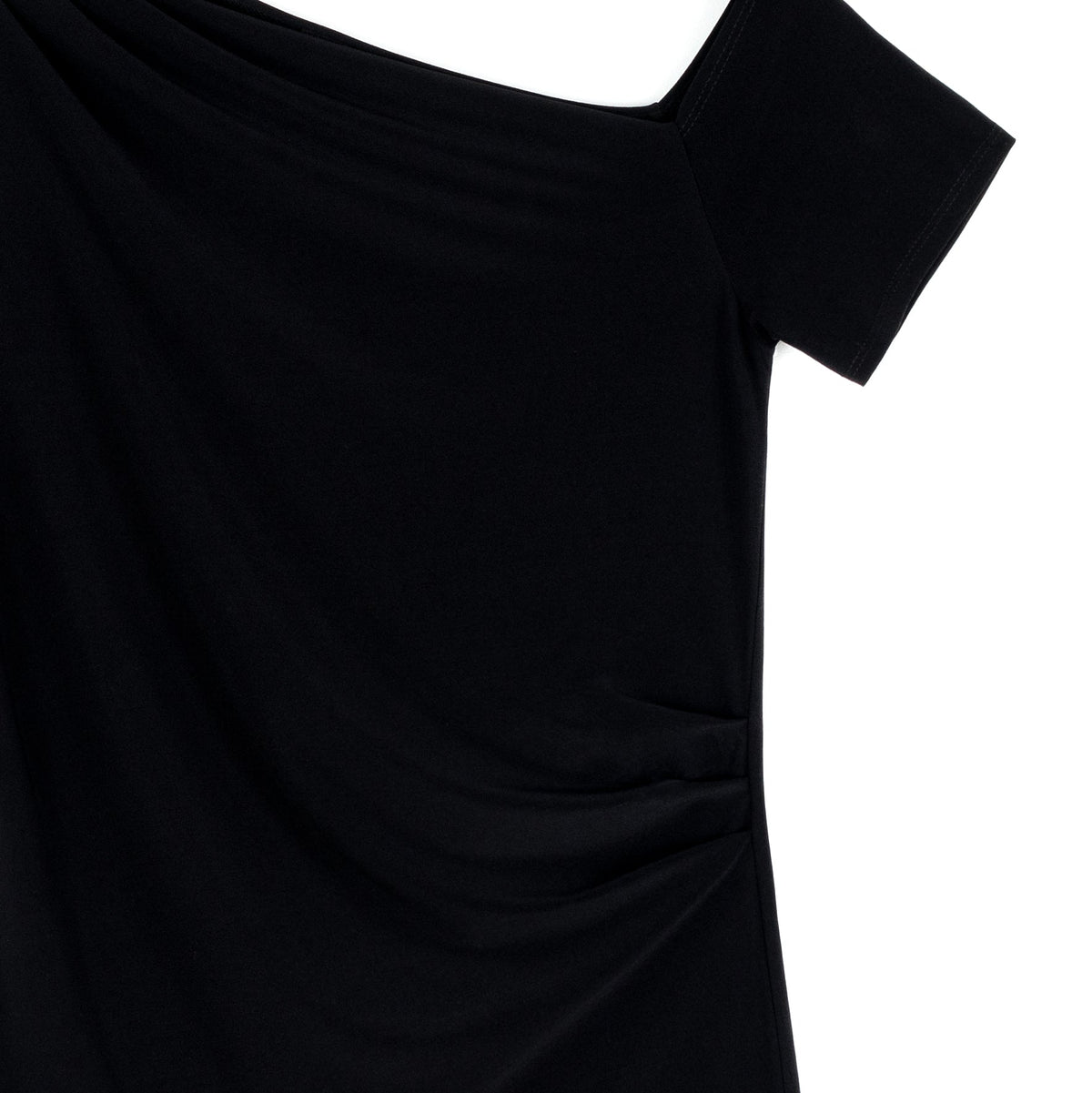 Clara Sunwoo Trending - Angular Drape Neck Off Shoulder Top - Black - Limited Sizes