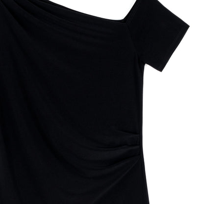Clara Sunwoo Trending - Angular Drape Neck Off Shoulder Top - Black - Limited Sizes