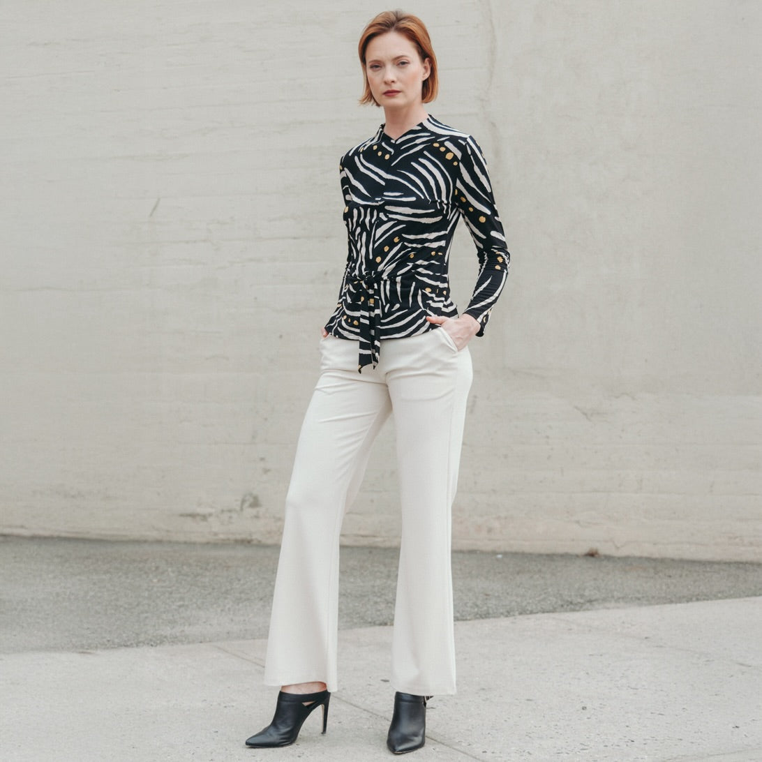 Clara Sunwoo Recommended - Center Front Tie Top - Dots & Stripes