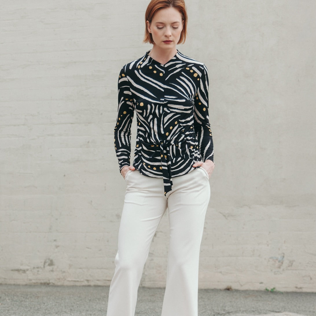 Clara Sunwoo Recommended - Center Front Tie Top - Dots & Stripes