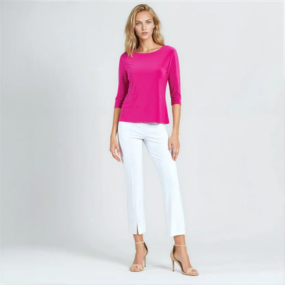 Clara Sunwoo Quality - Scoop Neck Half Sleeve Top - Hot Pink