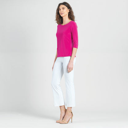 Clara Sunwoo Quality - Scoop Neck Half Sleeve Top - Hot Pink