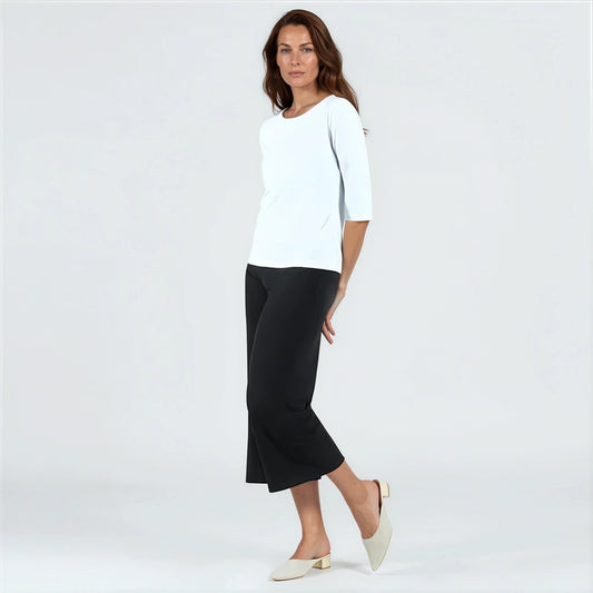 Clara Sunwoo Customer Favorite - Scoop Neck Half Sleeve Top - White
