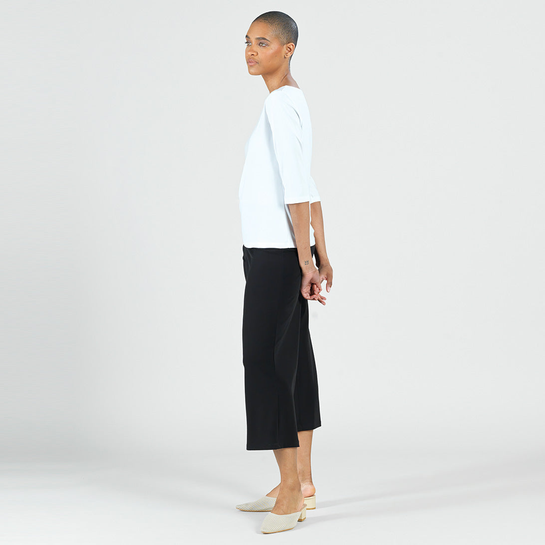 Clara Sunwoo Customer Favorite - Scoop Neck Half Sleeve Top - White
