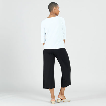 Clara Sunwoo Customer Favorite - Scoop Neck Half Sleeve Top - White