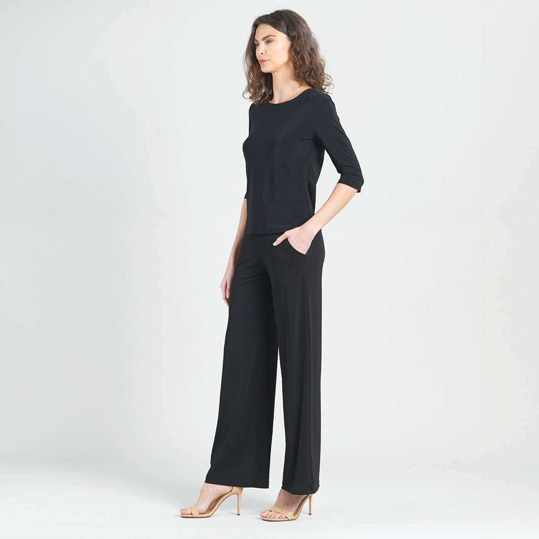 Clara Sunwoo Signature - Scoop Neck Half Sleeve Top - Black