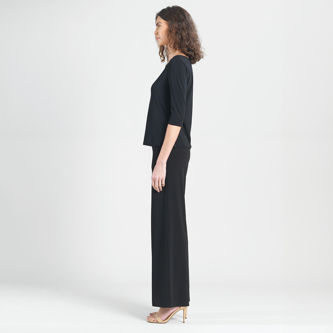 Clara Sunwoo Signature - Scoop Neck Half Sleeve Top - Black