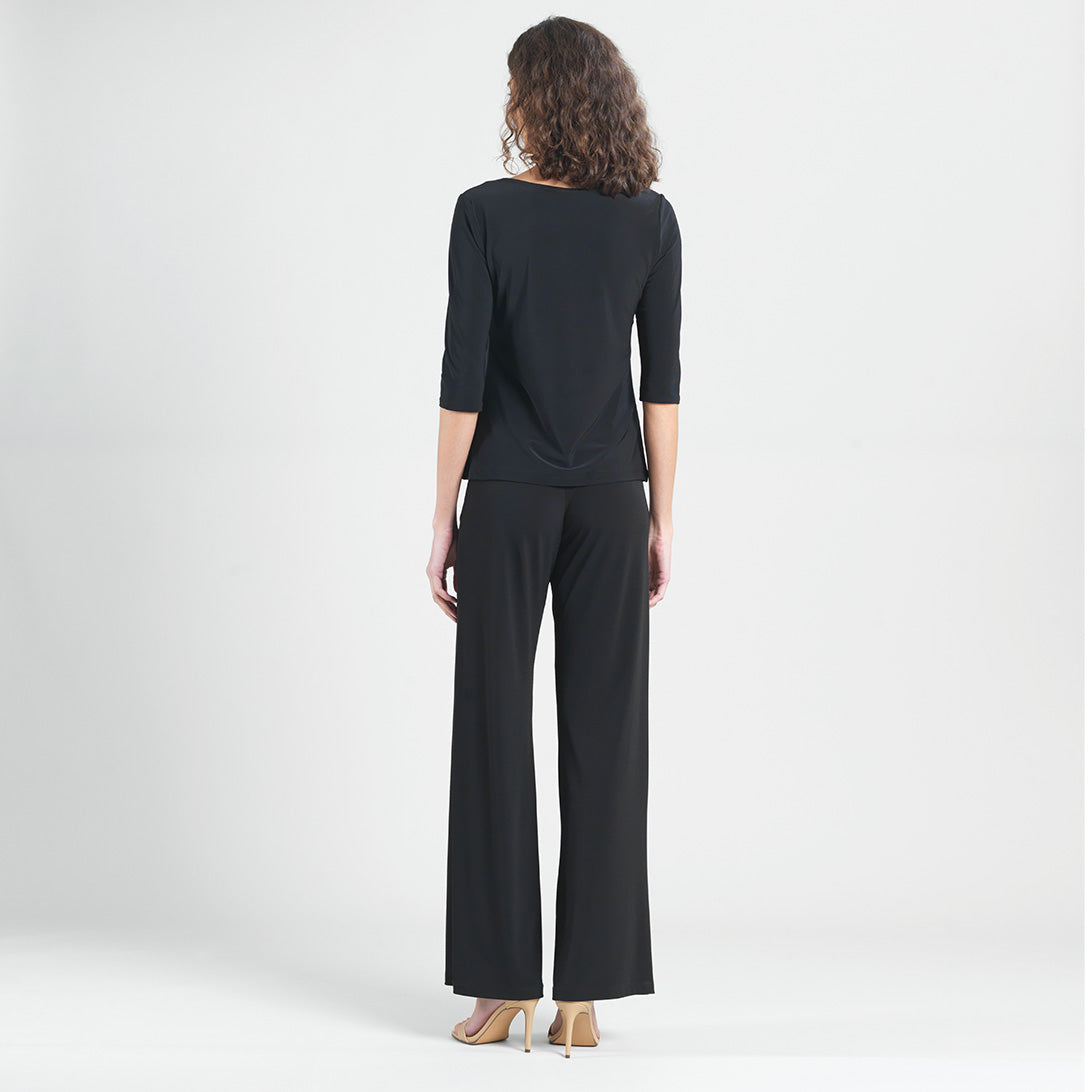 Clara Sunwoo Signature - Scoop Neck Half Sleeve Top - Black