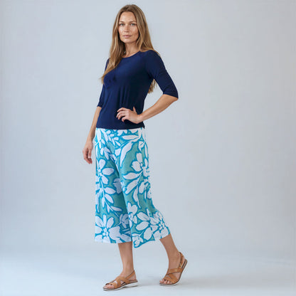 Clara Sunwoo Signature - Scoop Neck Half Sleeve Top - Navy