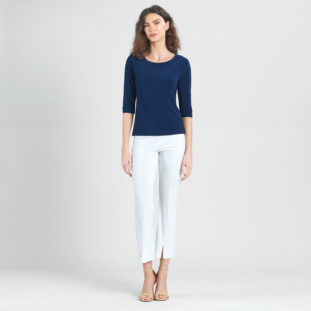 Clara Sunwoo Signature - Scoop Neck Half Sleeve Top - Navy