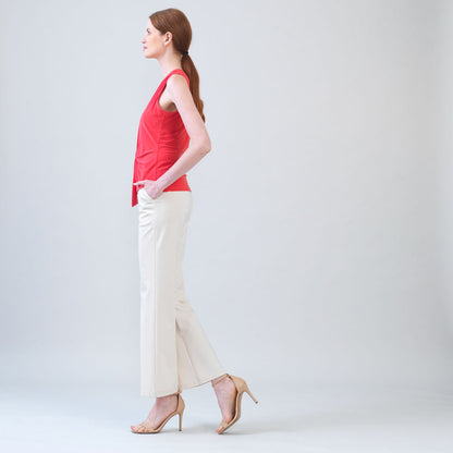 Clara Sunwoo Deals - Sleeveless V-Neck Center Front Tie Top - Coral - Limited Sizes