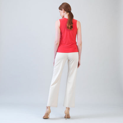 Clara Sunwoo Deals - Sleeveless V-Neck Center Front Tie Top - Coral - Limited Sizes