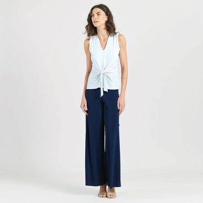 Clara Sunwoo Hot Sale - Sleeveless V-Neck Center Front Tie Top - White