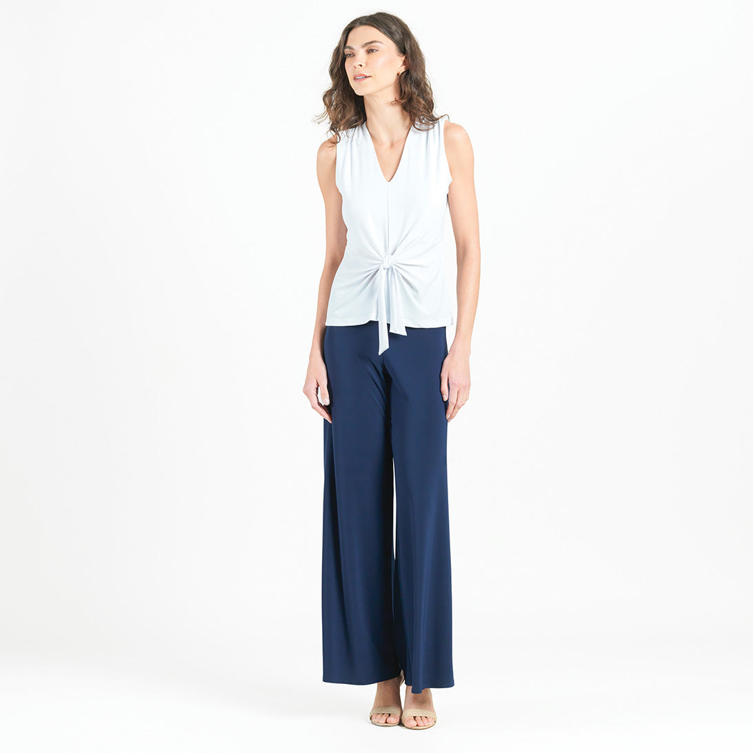 Clara Sunwoo Hot Sale - Sleeveless V-Neck Center Front Tie Top - White