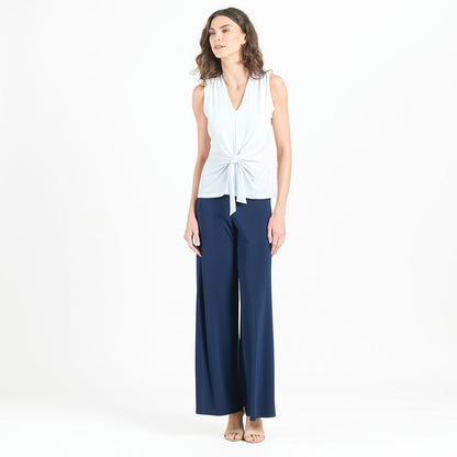 Clara Sunwoo Hot Sale - Sleeveless V-Neck Center Front Tie Top - White