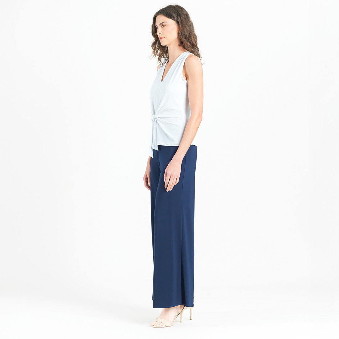 Clara Sunwoo Hot Sale - Sleeveless V-Neck Center Front Tie Top - White