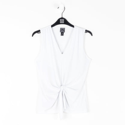 Clara Sunwoo Hot Sale - Sleeveless V-Neck Center Front Tie Top - White