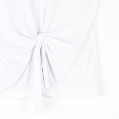 Clara Sunwoo Hot Sale - Sleeveless V-Neck Center Front Tie Top - White