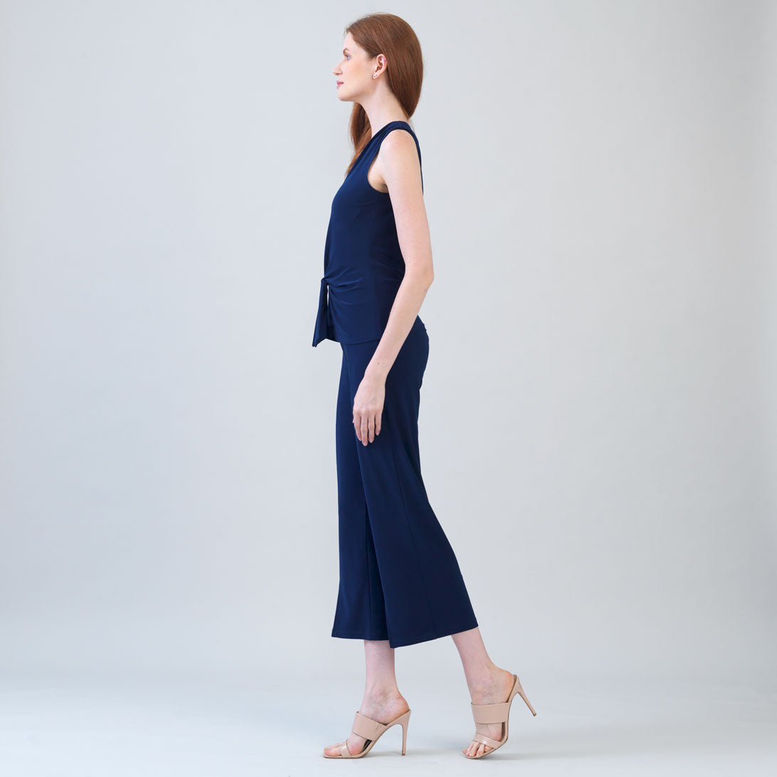 Clara Sunwoo Great Value - Sleeveless V-Neck Center Front Tie Top - Navy