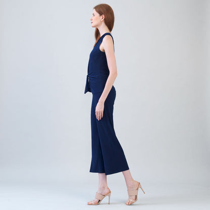 Clara Sunwoo Great Value - Sleeveless V-Neck Center Front Tie Top - Navy