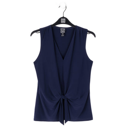 Clara Sunwoo Great Value - Sleeveless V-Neck Center Front Tie Top - Navy
