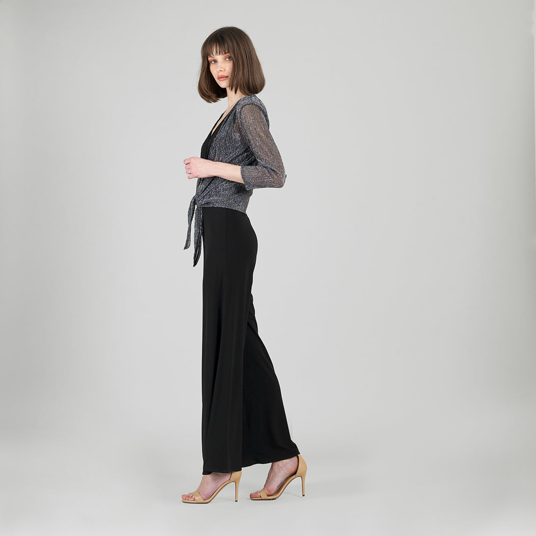 Clara Sunwoo Best Seller - Sheer Shimmer - Modern Tie Front Cardigan - Silver - Limited Sizes